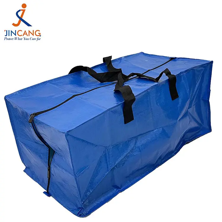 Supermarketin taitettava PP kudottu liikkuva laukku Supermarketin taitettava PP kudottu liikkuva laukku